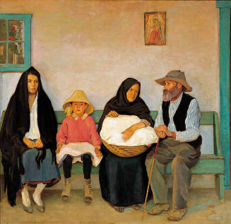 Bert Geer Phillips, Our Washerwoman’s Family – New Mexico, 1918, oil on canvas, 40 ½ x 41 5/8 i…