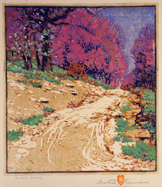Gustave Baumann, Ridge Road, 1918, color woodcut, 10 1/2 × 9 1/2 in. Collection of the New Mexi…