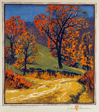 Gustave Baumann, Road of a Morning, 1916, color woodcut, 10 1/2 x 9 1/2 in. Collection of the N…