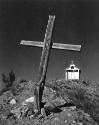 John S. Candelario, Penitente Cross and Chapel, San Pedro (Two Crosses), circa 1937, platinum p…