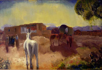 George W. Bellows, Chimayo, 1917, oil on canvas, 30 1/2 × 44 in. Collection of the New Mexico M…