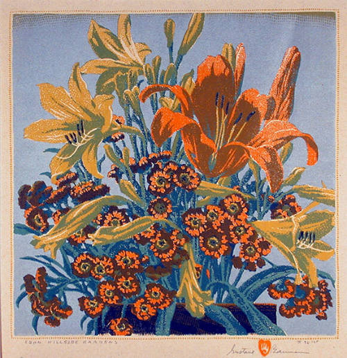 Gustave Baumann, From Hillside Gardens, 1946, color woodcut, 12 3/4 × 12 5/8 in.​ Collection of…