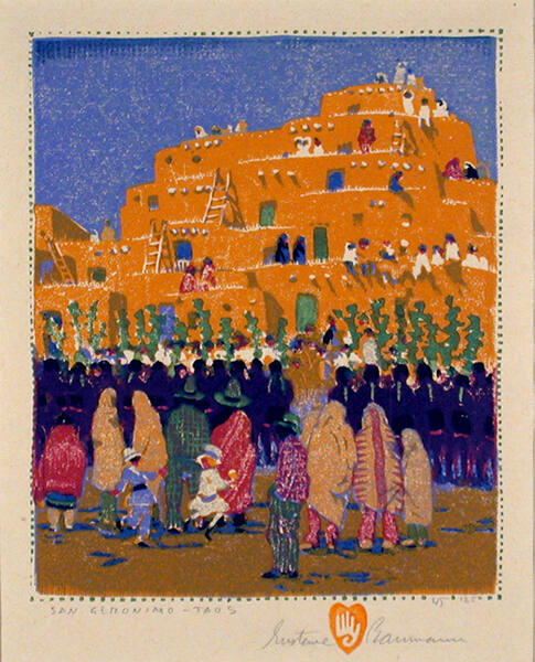 Gustave Baumann, San Geronimo – Taos, 1924, color woodcut, 7 1/4 × 6 in. Collection of the New …