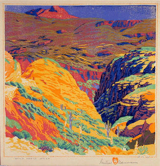 Gustave Baumann, Wild Horse Mesa, 1928, color woodcut, 12 7/8 × 12 7/8 in. Collection of the Ne…