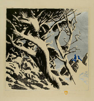 Gustave Baumann, Song of the Sea, 1936, color woodcut, 12 1/2 x 12 1/2 in. Collection of the Ne…