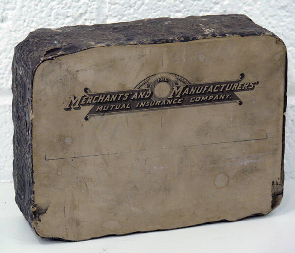 No title (lithographic stone with letterhead from Merchants' and Manufacturers' Mutual Insurance Company)