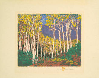 Gustave Baumann, Aspen - Red River, 1924, color woodcut, 9 3/16 x 10 15/16 in. Collection of th…