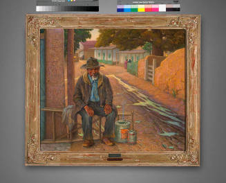 Joseph H. Sharp, The Village Lamplighter, n.d, oil on canvas, 25 x 30 in. Collection of the New…
