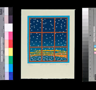 Kate Krasin, Winter Solstice (Holiday Card), 1977, silkscreen,3 11/16 × 3 1/4 in. Collection of…