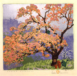 Gustave Baumann, Spring Blossoms, 1950, color woodcut, 12 x 12 3/4 in. Collection of the New Me…
