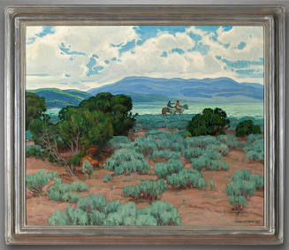 E. Martin Hennings, Untitled (Riding through the Sage and Cedar), n.d., oil on canvas, 20 x 24 …