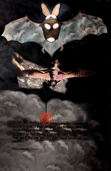 Bobbe Besold, Bats (from the series Extinction), 1992, Van Dyke print with gouache, watercolor,…