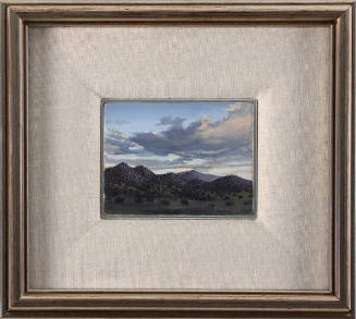 Carol Mothner, Evening Hills, 1985, oil on panel, 2 7/8 × 3 13/16 in. Collection of the New Mex…