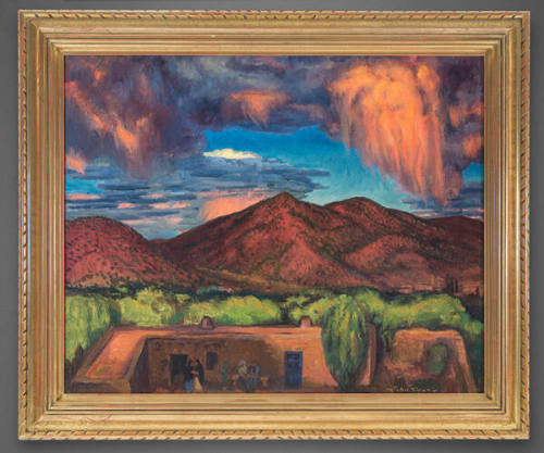 John Sloan, East at Sunset, 1921, oil on canvas, 26 × 31 1/4 in. Collection of the New Mexico M…