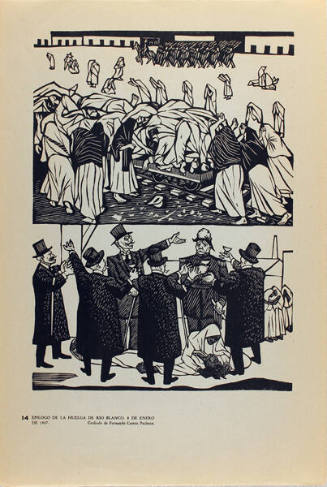 Plate 14: Epílogo de la Huelga de Río Blanco, 8 de enero de 1907 (from the portfolio Estampas de la Revolución Mexicana)