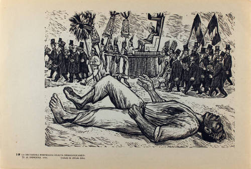 Plate 19: La dictadura porfiriana exalta demagógicamente al indígena, 1910 (from the portfolio Estampas de la Revolución Mexicana)