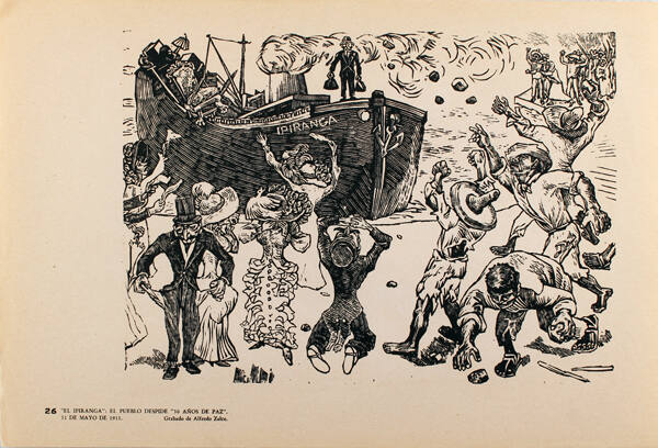 Plate 26: "El Ipiranga": el pueblo despide "treinta años de paz", 31 de mayo de 1911 (from the portfolio Estampas de la Revolución Mexicana)