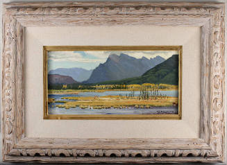 Robert Lougheed, Mount Rundle, 1978, oil on board, 8 × 16 in. Collection of the New Mexico Muse…