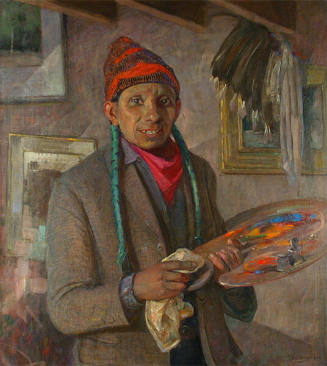 Oscar E. Berninghaus, Joe in the Studio, ca. 1925, oil on canvas, 35 3/8 x 31 ½ in. Collection …