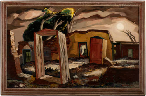 Doel Reed, Moment of Time, circa 1954, oil on canvas, 25 × 40 in. Collection of the New Mexico …