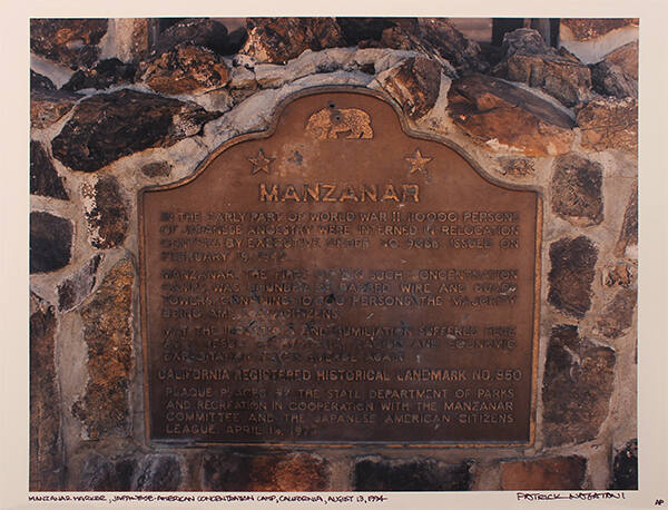 Manzanar Marker, Japanese-American Concentration Camp, California, August 13,1994 (from the series Japanese American Concentration Camps)