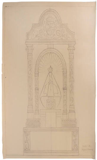 Eugenie F. Shonnard, Untitled (Drawing of an Altar), early 20th Century, pencil on paper, 41 7/…