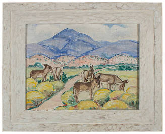 Eugenie F. Shonnard, Outside of Santa Fe off the Taos Highway, mid 20th Century, oil on canvas,…