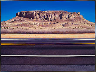 Woody Gwyn, Highway and Mesa, 1982, oil with alkyd resins on linen, 60 x 78 in. Collection of t…