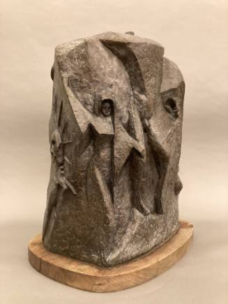 Cast Bronze sculpture by Andrea Bacigalupa, "Deis Irae," view from pointed end