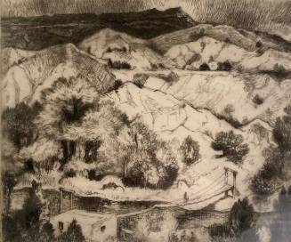 Etching on paper, an artist’s proof by Gene Kloss, “The Rio Grande at Embudo,” 1973
About 2" d…