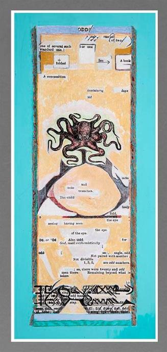 Collage, acrylic on rag paper by Doris Cross, “Octopus,” 1982