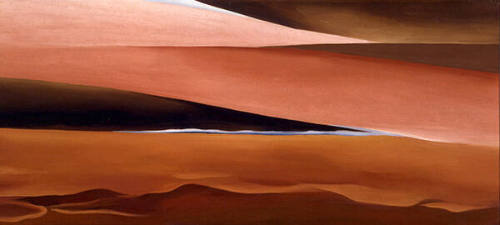 Georgia O'Keeffe, Desert Abstraction (Bear Lake), 1931, oil on canvas, 16 1/2 x 36 1/2 in. On l…