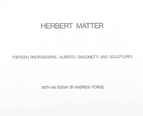 Title Page from the portfolio “Thirteen Photographs: Alberto Giacometti and Sculpture”