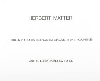 Title Page from the portfolio “Thirteen Photographs: Alberto Giacometti and Sculpture”