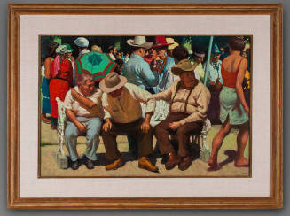 Elias Rivera, Fiesta at Santa Fe, 1985, oil on canvas, 20 x 30 in. Collection of the New Mexico…