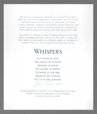 Colophon (from the portfolio Whispers)