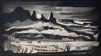 Doel Reed, Winter Sun, n.d., etching, 11 1/8 × 19 13/16 in. Collection of the New Mexico Museum…