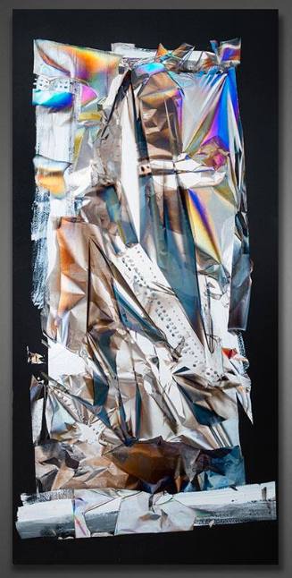 Larry Bell, History, 1990, Inconel vaporized nickel chrome alloy on rag paper mounted on painte…