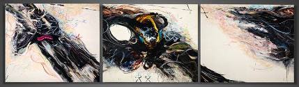 Sam Scott, Black Angel, 1982-1984, Oil on canvas, 66 × 200 in. Collection of the New Mexico Mus…