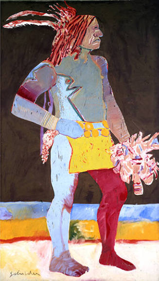 Fritz Scholder, Super Indian, 1968, oil on canvas, 120 x 68 in. Collection of the New Mexico Mu…