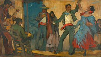 Gerald Cassidy, Sketch for Spanish Dance Scene (Mural for Santa Fe Country Club), circa 1920, o…