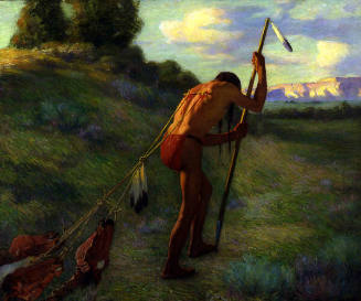 Joseph H. Sharp, The Stoic, 1914, oil on canvas, 52 ½ x 61 ½ in. Collection of the New Mexico M…