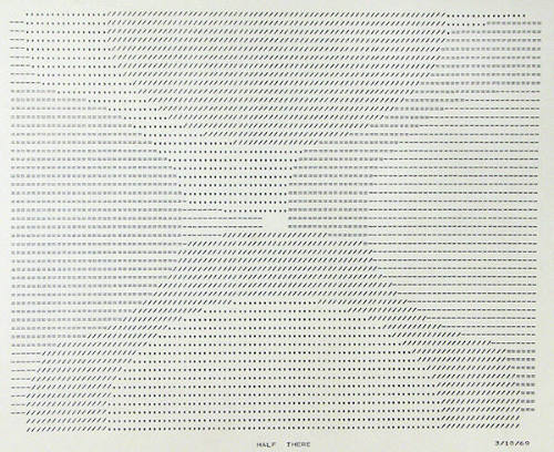 Frederick Hammersley, HALF THERE, 1969, computer‐generated drawing on paper, 11 x 14 3/4 in. Co…