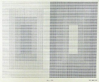 Frederick Hammersley, CO.ED, 1969, computer‐generated drawing on paper, 11 x 14 3/4 inches. Col…