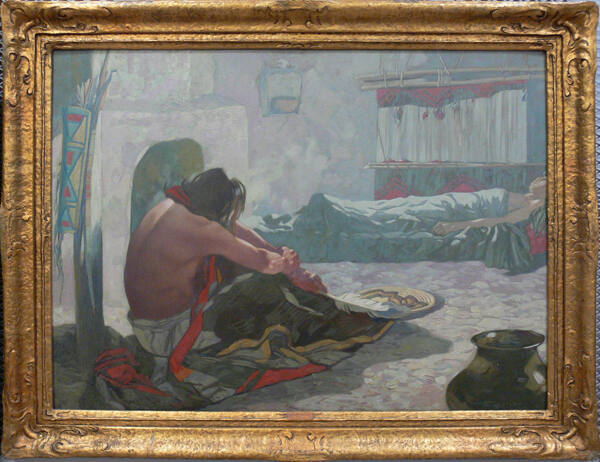 Warren E. Rollins, Grief, 1917, oil on canvas, 44 x 60 in. Collection of the New Mexico Museum …