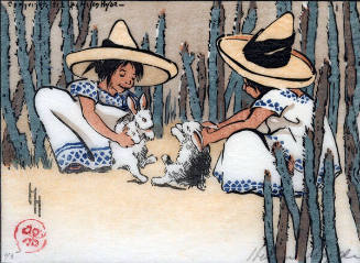 Helen Hyde, Unwilling Dancers, 1912, color woodcut, 4 1/4 x 6 in. Collection of the New Mexico …