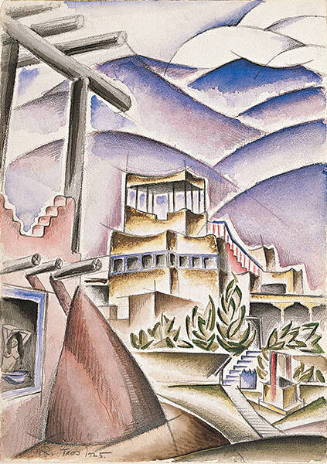 Arnold H. Rönnebeck, Casa Luhan, Taos, 1925, watercolor on paper, 13 15/16 × 9 15/16 in. Collec…