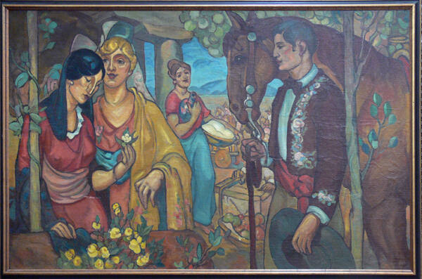 William Penhallow Henderson, Morning (Mural for the Santa Fe Country Club), 1920, oil and encau…