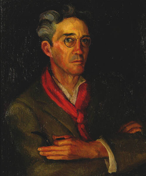 Will Shuster, Portrait of John Sloan, 1928, oil on canvas, 23 3/4 x 20 in. Collection of the Ne…