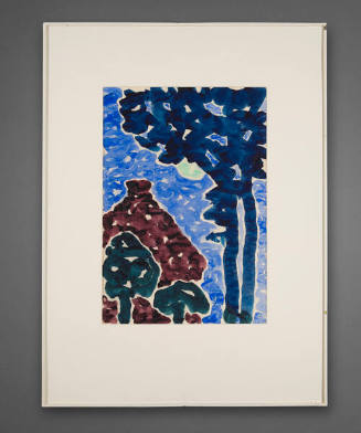 Georgia O'Keeffe, House with Tree-Red, 1918, watercolor on rice paper, 16 x 11 in. Collection o…